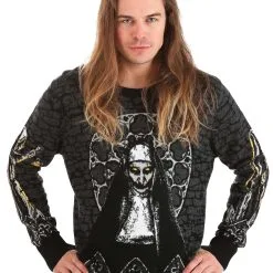 BigWan Apparel Co. Adult The Nun Halloween Sweater -wizard of oz costume shop the nun halloween sweater for adults alt 5