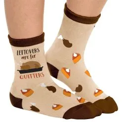 AMSCAN Leftovers Are For Quitters Turkey & Pumpkin Pie Socks