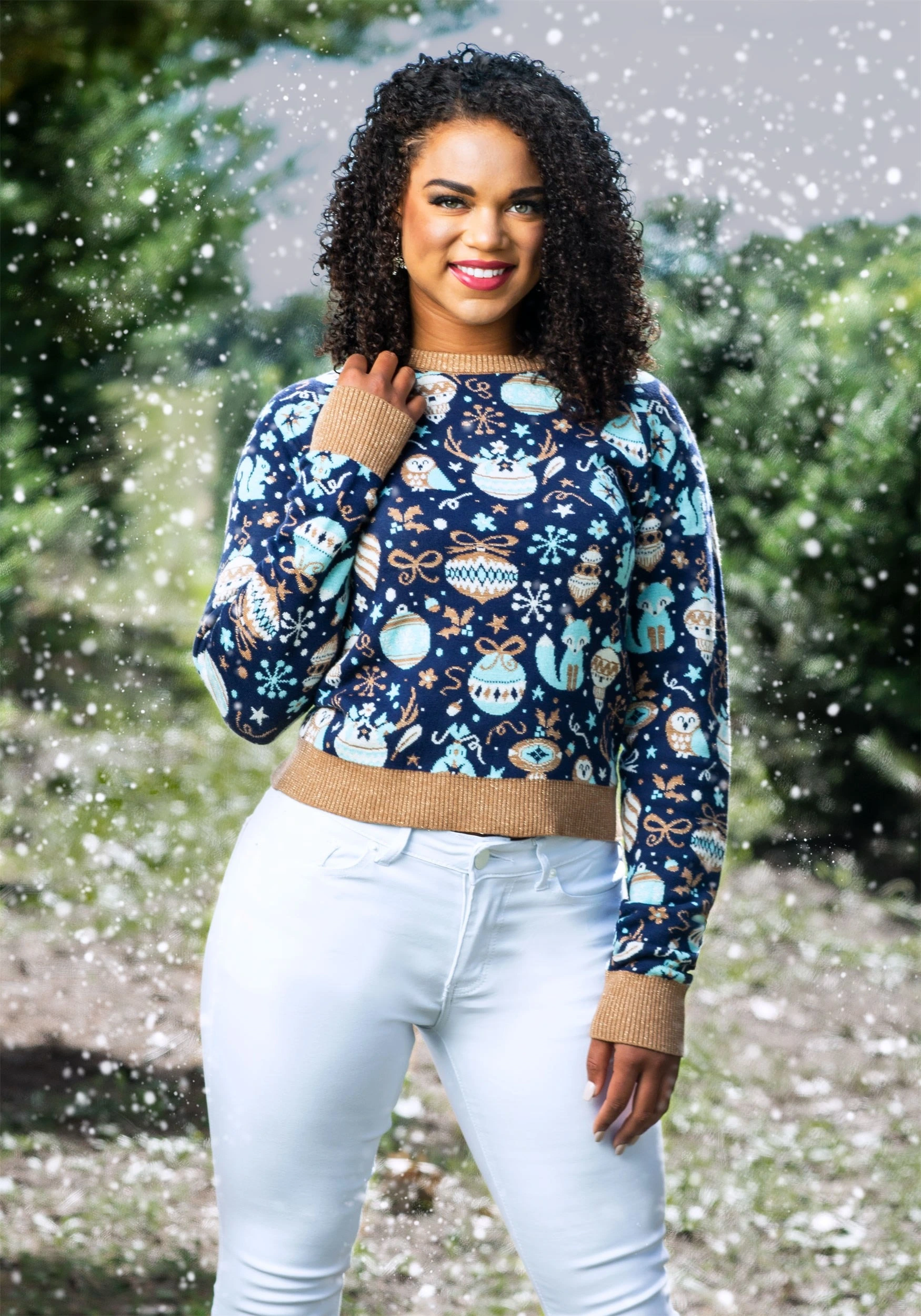 BigWan Apparel Co. Women's Christmas Tree Ornaments Ugly Sweater 1 BigWan Apparel Co. Women's Christmas Tree Ornaments Ugly Sweater