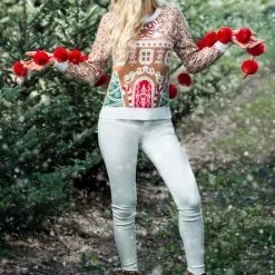 BigWan Apparel Co. Gingerbread House Ugly Christmas Sweater For Adults 16 BigWan Apparel Co. Gingerbread House Ugly Christmas Sweater For Adults -wizard of oz costume shop womens gingerbread house ugly christmas sweater alt 4