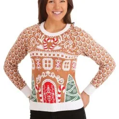 BigWan Apparel Co. Gingerbread House Ugly Christmas Sweater For Adults 19 BigWan Apparel Co. Gingerbread House Ugly Christmas Sweater For Adults -wizard of oz costume shop womens gingerbread house ugly christmas sweater alt 7