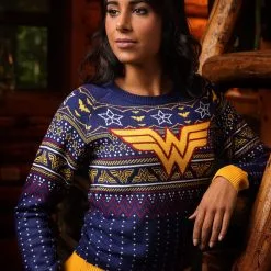 Shenzen Amilla Wonder Woman Women's Navy Ugly Christmas Sweater